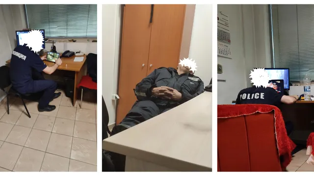 СДВР с позиция спрямо снимки на спящ полицай, охраняващ метрото