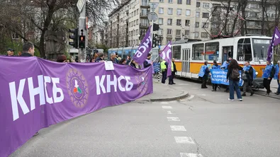Протест на служителите в градския транспорт в София