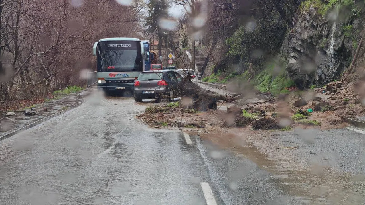 Пътят към Родопите блокиран от огромно свлачище (СНИМКИ)
