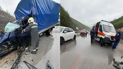 Камион помете кола край Враца и избяга: ранени са двама (СНИМКИ)