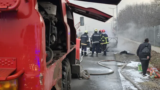 Тир пламна в движение на АМ „Тракия“ край Пловдив