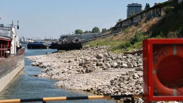 Ниското ниво на Дунав блокира кораб край Белене