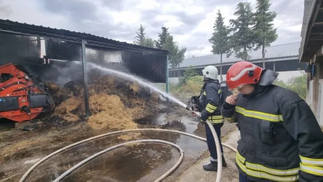 60 тона слама пламнаха в кравеферма в Хасковско