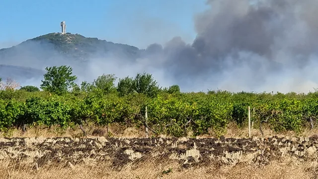 Голям пожар бушува в местността Бакаджик край Ямбол